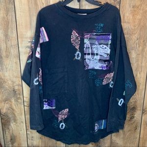 V C Torias Painted Wearable Art Shirt Long Sleeve Women’s Size XL Leafs